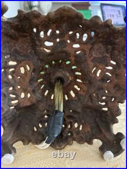 Antique Early Art Deco Two-Armed Cast Metal Lamp with Jadit