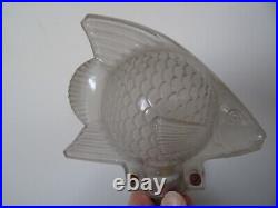 Antique FISH ART DECO lamp signed DELMAS glass