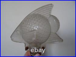 Antique FISH ART DECO lamp signed DELMAS glass