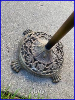 Antique Floor Lamp Bridge Arm Lamp Base Cast Iron Claw Feet Ornate Art Deco Lamp