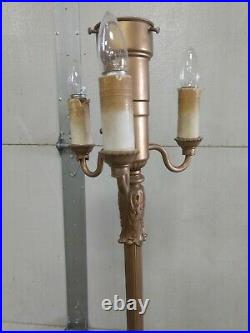Antique Floor Lamp Ornate Candle Torchiere Cast Art Deco Light Vintage
