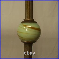 Antique Floor Lamp Vaseline Brass Cast Iron Petite Vtg Art Deco Rewired USA #N65
