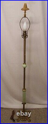Antique Floor Lamp Vaseline Cast Iron Petite Vtg Harp Art Deco Rewired USA #P45
