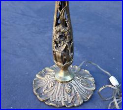 Antique Floral Gold Gilt Lamp with Murano Glass Flower Shade Shade 20 Art Deco