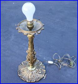 Antique Floral Gold Gilt Lamp with Murano Glass Flower Shade Shade 20 Art Deco