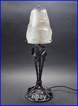 Antique French ART DECO 1930's Lamp Marked Degue