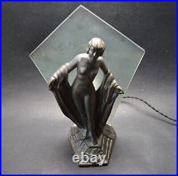 Antique French ART DECO 1930's Lamp with a Nude Figure