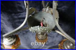 Antique French ART DECO DEsign Chandelier amber glass shade lamp