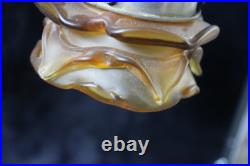 Antique French ART DECO DEsign Chandelier amber glass shade lamp