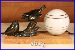 Antique French Art Deco Bronzed Table Lamp Birds Statue Marble -Ships DDP to USA Antique French Art Deco Bronzed Table Lamp Birds Statue Marble -Ships DDP to USA