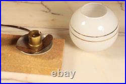 Antique French Art Deco Bronzed Table Lamp Birds Statue Marble -Ships DDP to USA