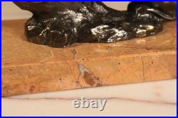 Antique French Art Deco Bronzed Table Lamp Birds Statue Marble -Ships DDP to USA