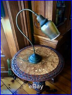 Antique French Lamp RGF SIGNED IRIDESCENT Gold AURENE FAVRILE ART GLASS RIB