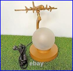 Antique Golden Finish Aircraft Table Lamp With Glass Ball Table Top Decorative