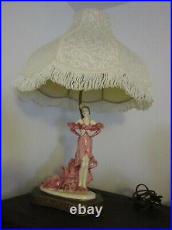 Antique Goldscheider Lamp Porcelain Lady Dancer Porcelain Art Deco Era