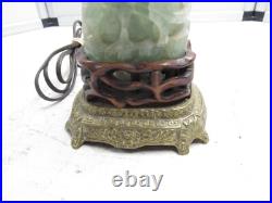Antique Green Jade Art Deco Carved Jade Lamp