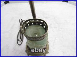 Antique Green Jade Art Deco Carved Jade Lamp