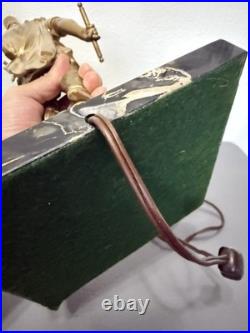 Antique HESSE Bronze Figural Warrior Lamp on Marble Base German Art Deco Era