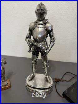 Antique HESSE Bronze Figural Warrior Lamp on Marble Base German Art Deco Era