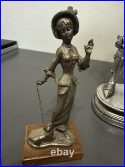 Antique HESSE Bronze Figural Warrior Lamp on Marble Base German Art Deco Era