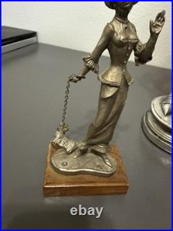 Antique HESSE Bronze Figural Warrior Lamp on Marble Base German Art Deco Era