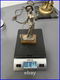 Antique HESSE Bronze Figural Warrior Lamp on Marble Base German Art Deco Era