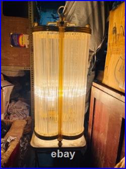 Antique Handcraft Art Deco Brass Glass Rod Home Ceiling Hanging Chandelier Lamp