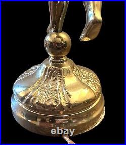 Antique Heavy Brass Deco Cherub Table Lamp-21 Tall Gorgeous No Shade