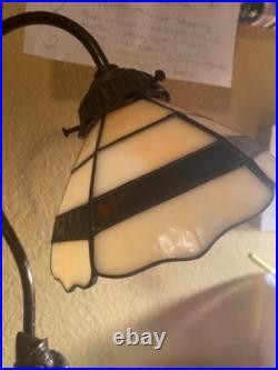 Antique J. B. HIRSCH COLLECTION CO. Art Deco Clown Table Lamp Glass Panel Shade