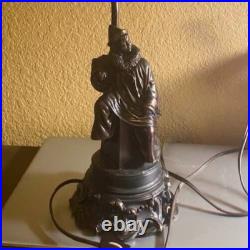 Antique J. B. HIRSCH COLLECTION CO. Art Deco Clown Table Lamp Glass Panel Shade