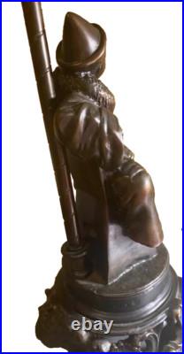 Antique J. B. HIRSCH COLLECTION CO. Art Deco Clown Table Lamp Glass Panel Shade