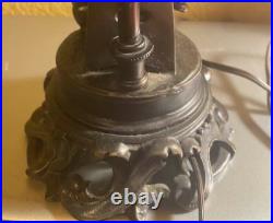 Antique J. B. HIRSCH COLLECTION CO. Art Deco Clown Table Lamp Glass Panel Shade