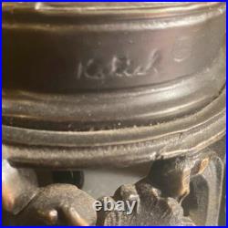 Antique J. B. HIRSCH COLLECTION CO. Art Deco Clown Table Lamp Glass Panel Shade