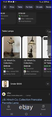 Antique J. B. HIRSCH COLLECTION CO. Art Deco Clown Table Lamp Glass Panel Shade