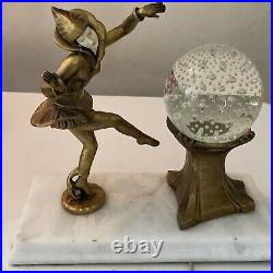 Antique J. B. Hirsch Gerdago Art Deco Pixie Harlequin Dancer Glass Ball Lamp