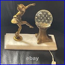 Antique J. B. Hirsch Gerdago Art Deco Pixie Harlequin Dancer Glass Ball Lamp