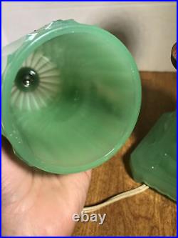 Antique Jadeite Green depression glass art deco table lamp