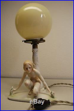 Antique Karl Ens Meissen Dresden Porcelain Ceramic Art Deco Nouveau Erotic Lamp
