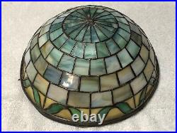 Antique LEADED Slag GLASS Arts & Craft ART DECO 10 Dia. HANGING SHADE as is
