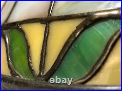 Antique LEADED Slag GLASS Arts & Craft ART DECO 10 Dia. HANGING SHADE as is