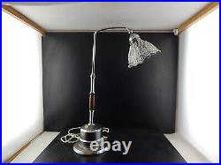 Antique Large Lamp Table Luxelio Chrome Art Deco Ministry Lampshade Glass