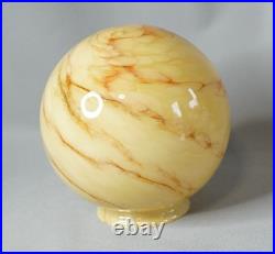 Antique Loetz Art Deco Czech Marbled Caramel Slag Glass Lamp Shade Globe Ball