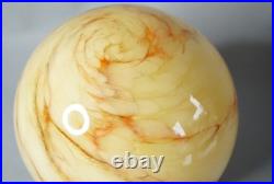 Antique Loetz Art Deco Czech Marbled Caramel Slag Glass Lamp Shade Globe Ball