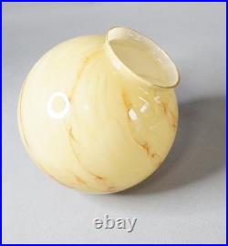 Antique Loetz Art Deco Czech Marbled Caramel Slag Glass Lamp Shade Globe Ball