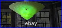 Antique McKee Alacite Custard Uranium Glass Ceiling Light Fixture Art Deco