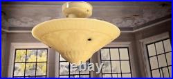 Antique McKee Alacite Custard Uranium Glass Ceiling Light Fixture Art Deco