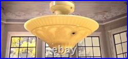 Antique McKee Alacite Custard Uranium Glass Ceiling Light Fixture Art Deco
