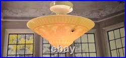 Antique McKee Alacite Custard Uranium Glass Ceiling Light Fixture Art Deco
