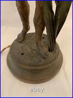 Antique Metal Bronzed Art Figural Greek Roman Soldier Holding Sword Desk Lamp