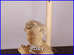 Antique Metal Figural Cherub Angel Art Deco Flute Boy Table Lamp